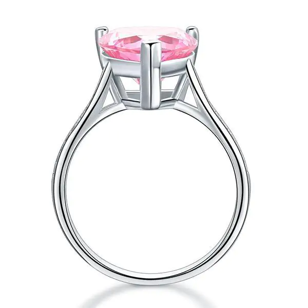 3.5 Carat Heart Pink Created Diamond Ring - Image 4