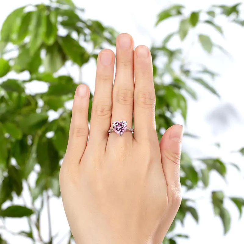 3.5 Carat Heart Pink Created Diamond Ring - Image 6
