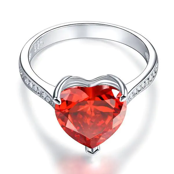 3.5 Carat Heart Ruby Red Created Diamond Ring - Image 3