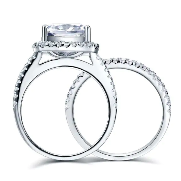 Halo Ring Set 2 Carat Created Diamond - Image 5
