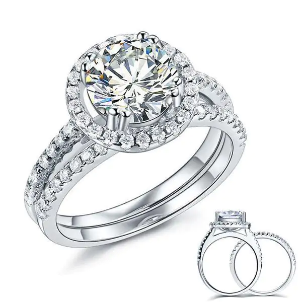 Halo Ring Set 2 Carat Created Diamond