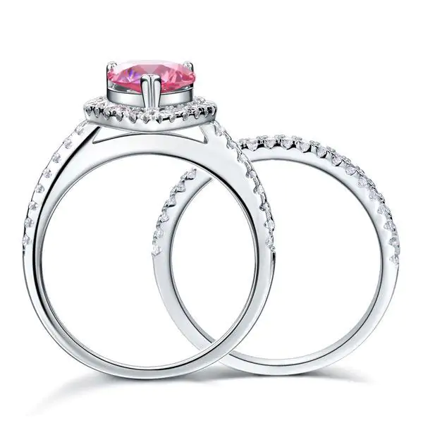 2 Carat Pear Cut Pink Created Diamond Ring - Image 3