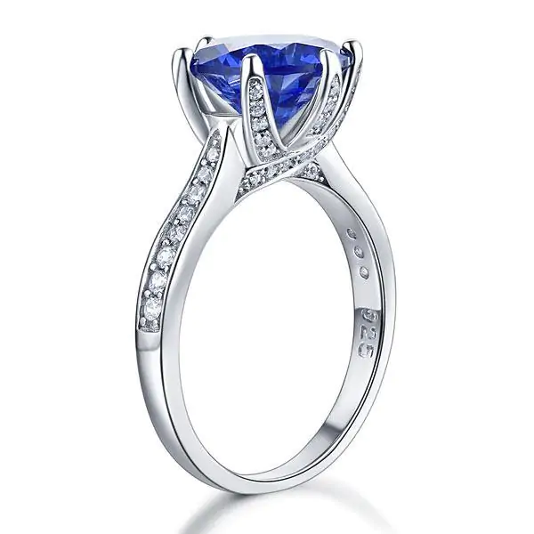 3 Carat Blue Created Tanzanite Ring - Image 2