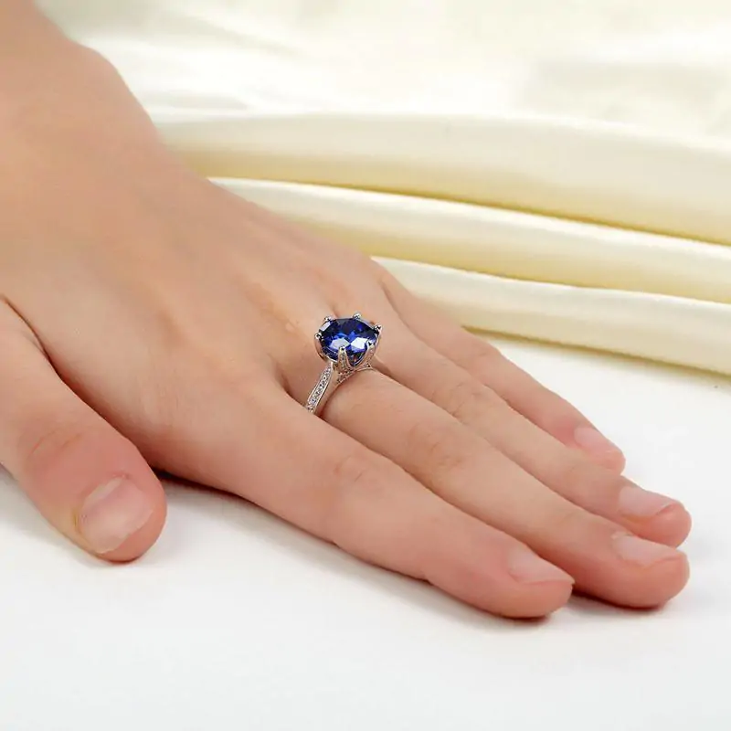3 Carat Blue Created Diamond Ring - Image 5