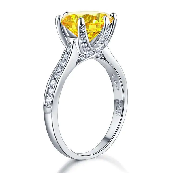3 Carat Yellow Canary Created Diamond Ring - Image 2