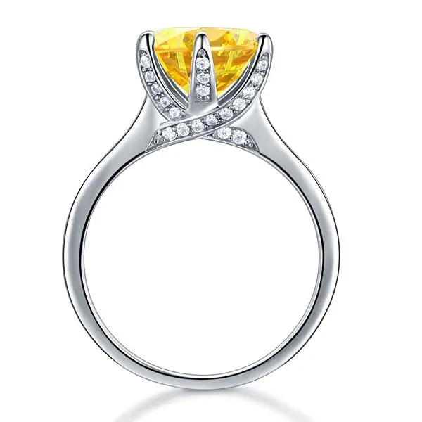 3 Carat Yellow Canary Created Diamond Ring - Image 4