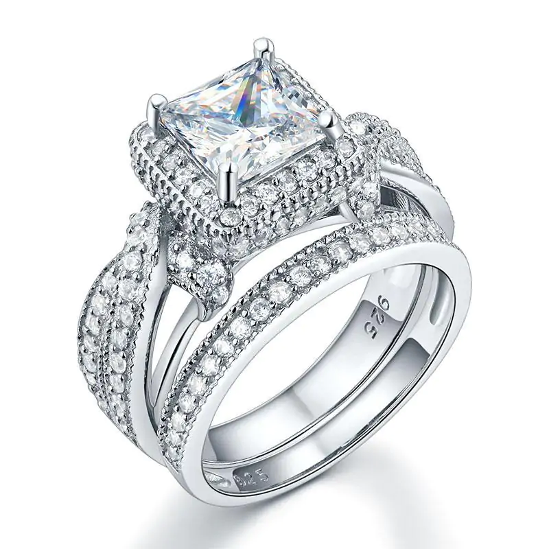 Vintage Style Ring Set Princess Cut - Image 5