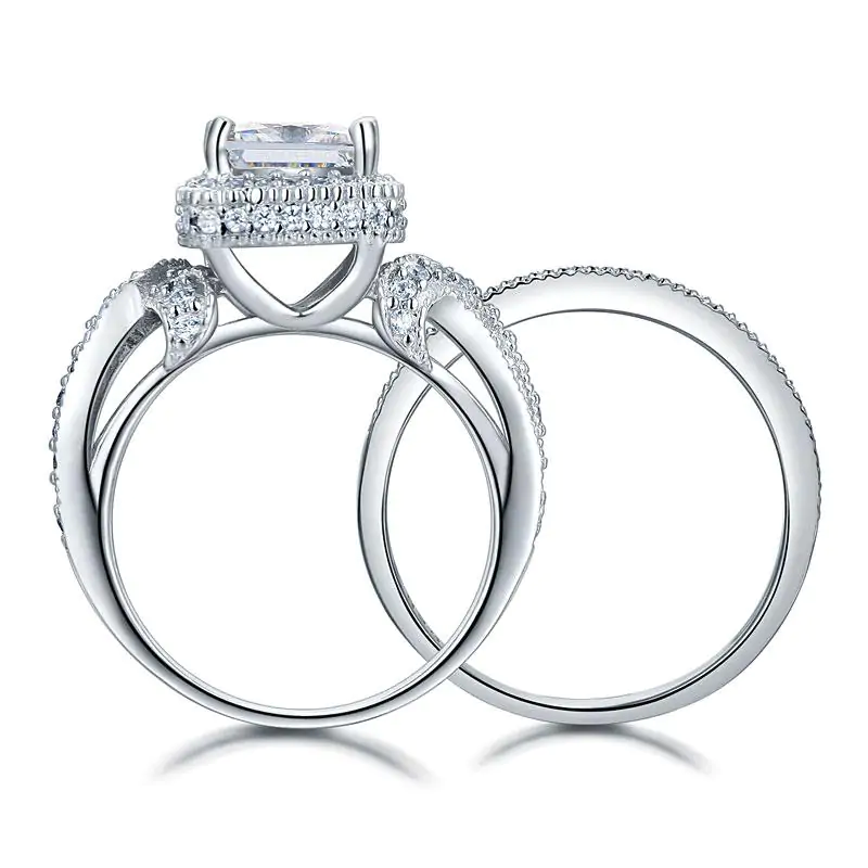 Vintage Style Ring Set Princess Cut - Image 3