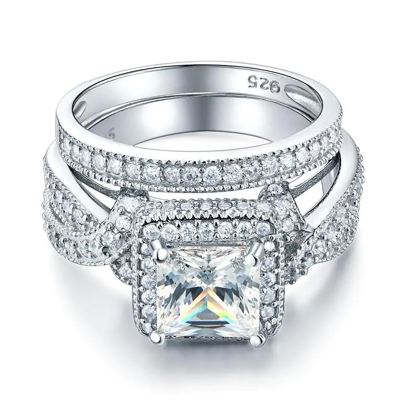Vintage Style Ring Set Princess Cut - Image 4