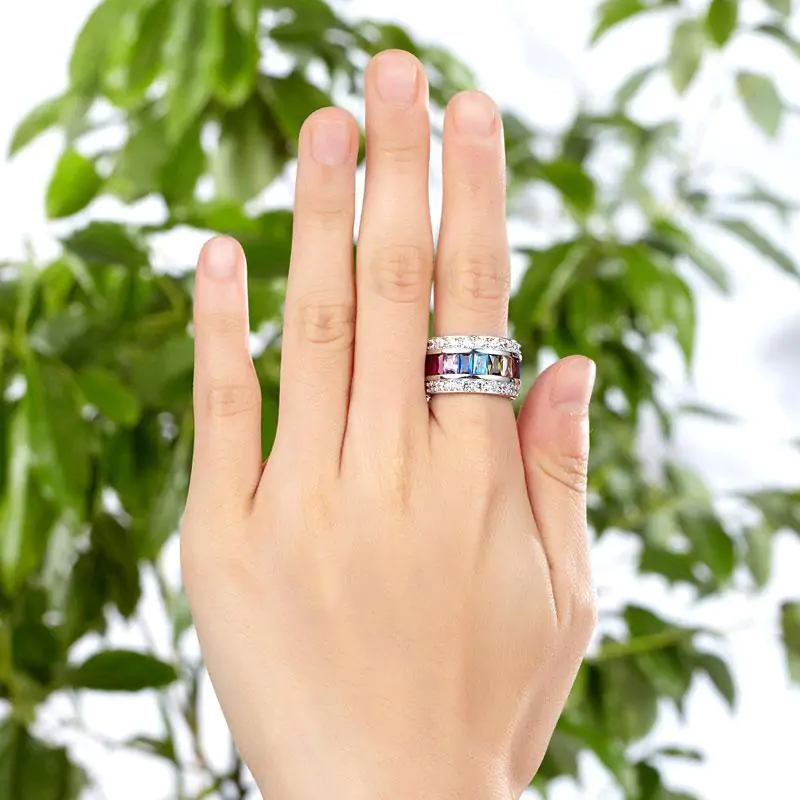 Multi-Color Created Topaz Ring - Image 5