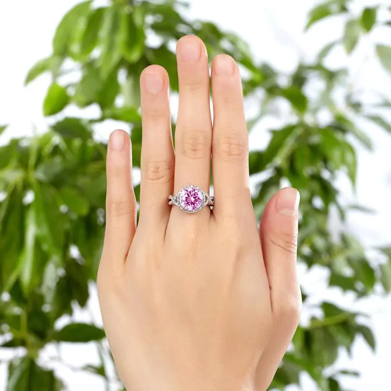3 Carat Fancy Pink Created Diamond Ring - Image 6