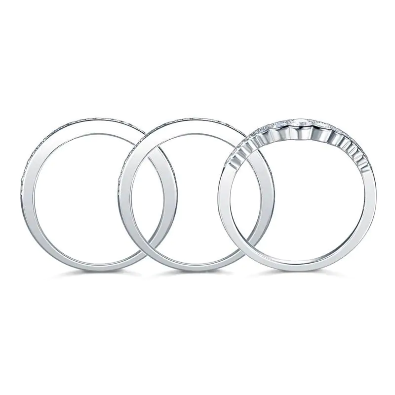 Solid 925 Sterling Silver Ring Set 3-Pieces - Image 4