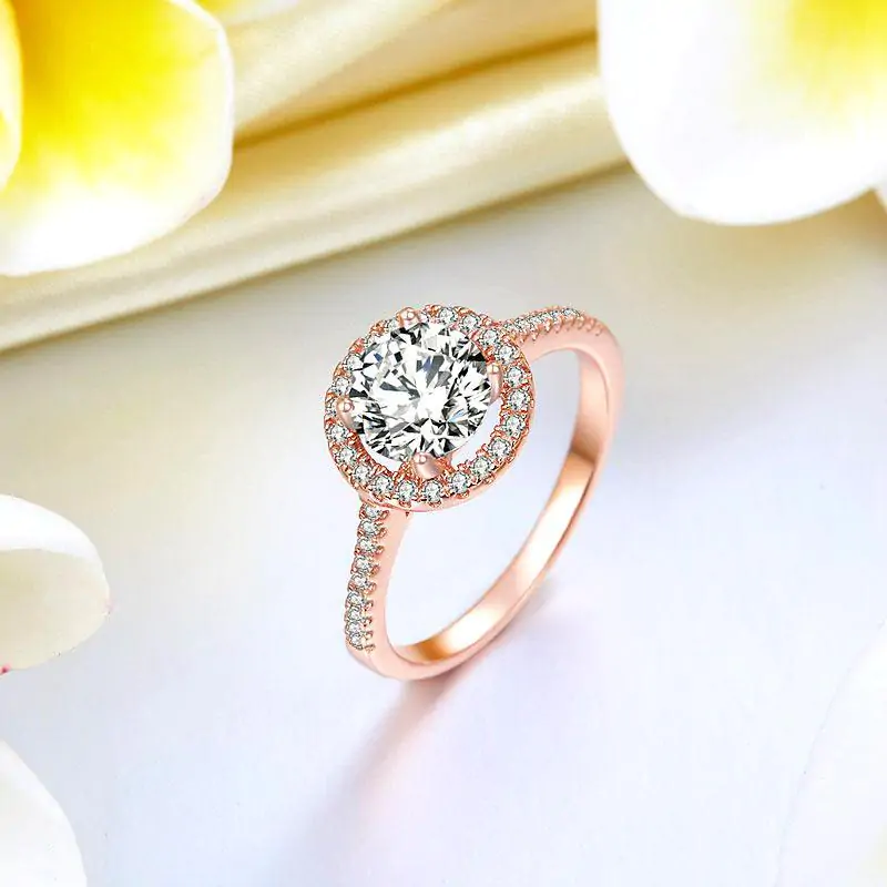 Rose Gold Plated Created Diamond Ring - Image 4