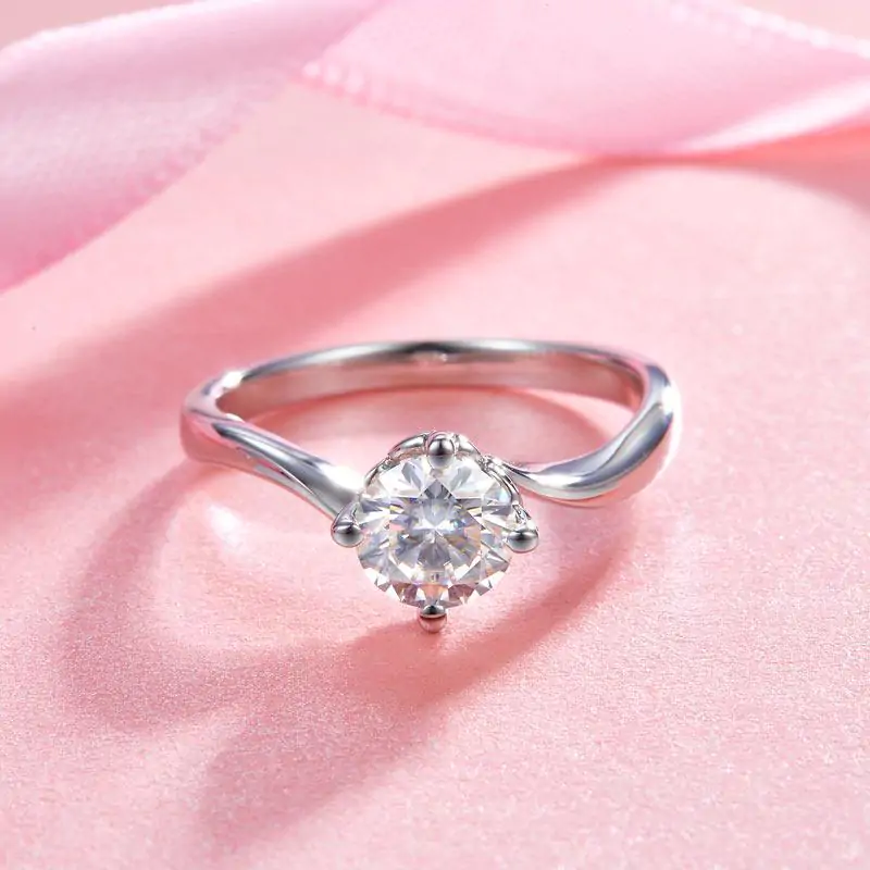 1 Carat Moissanite Diamond Swirl Solitaire Ring - Image 6