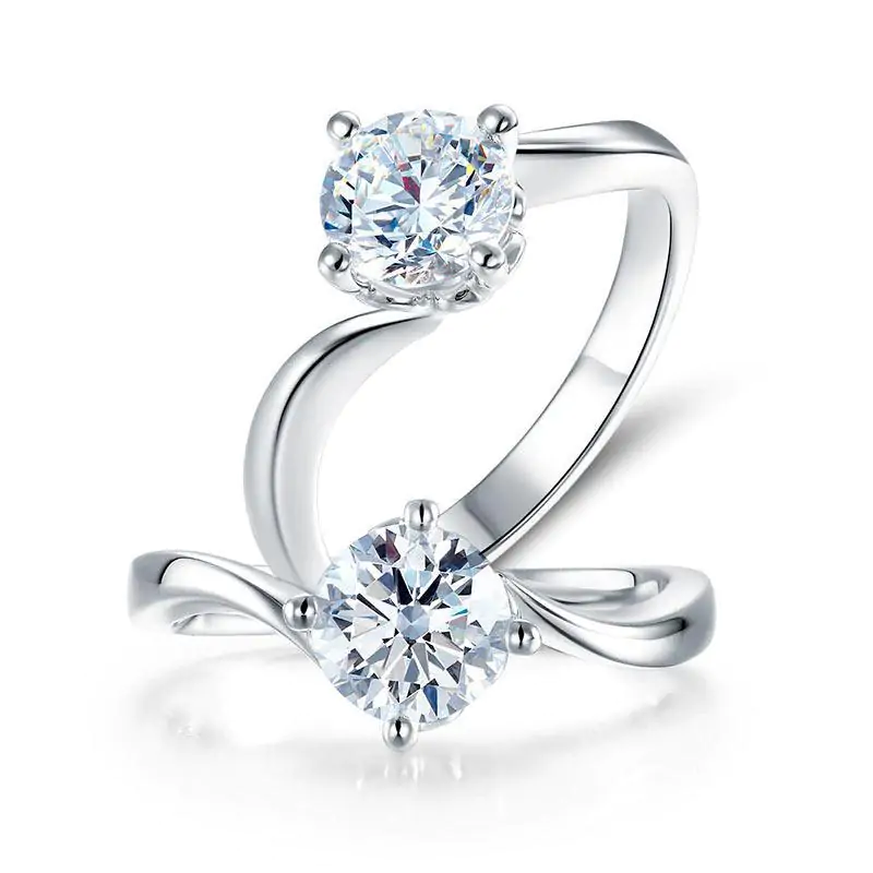 1 Carat Moissanite Diamond Swirl Solitaire Ring