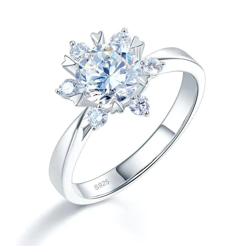 1 Carat Moissanite Diamond Flower Engagement Ring - Image 4