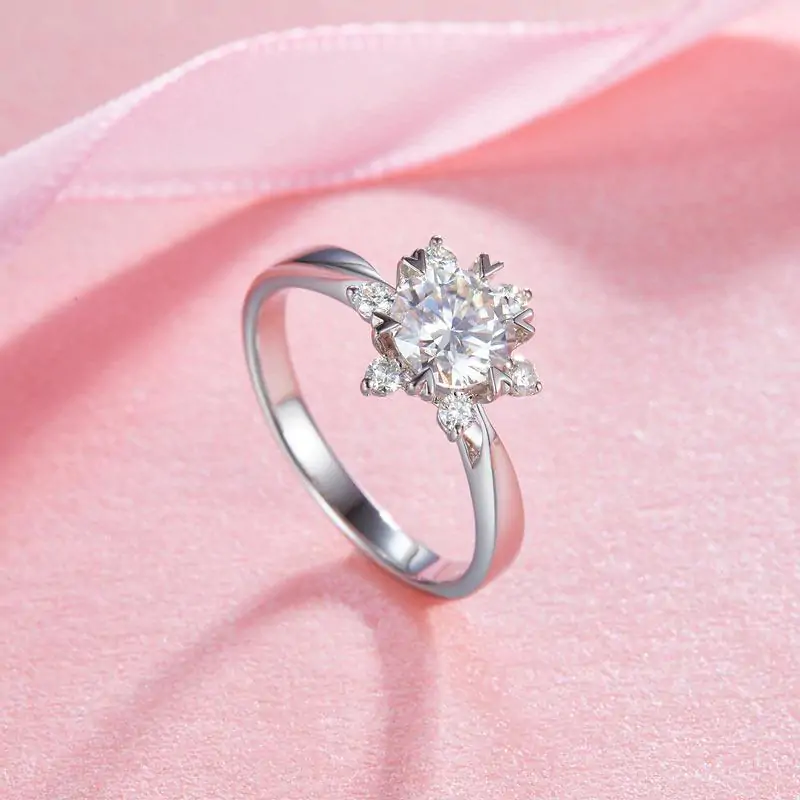 1 Carat Moissanite Diamond Flower Engagement Ring - Image 6