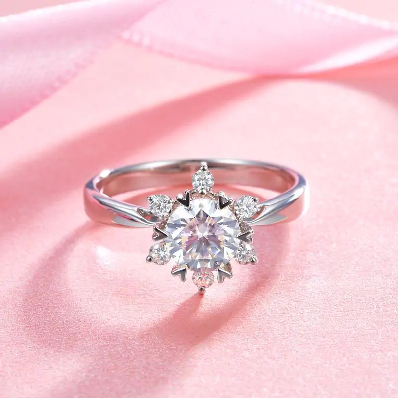1 Carat Moissanite Diamond Flower Engagement Ring - Image 5