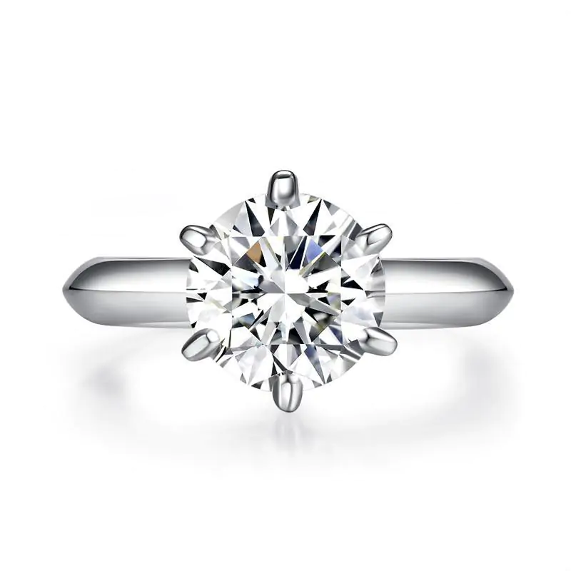 2.5 Carat Moissanite Diamond (9 mm) Ring 6 Claws - Image 3