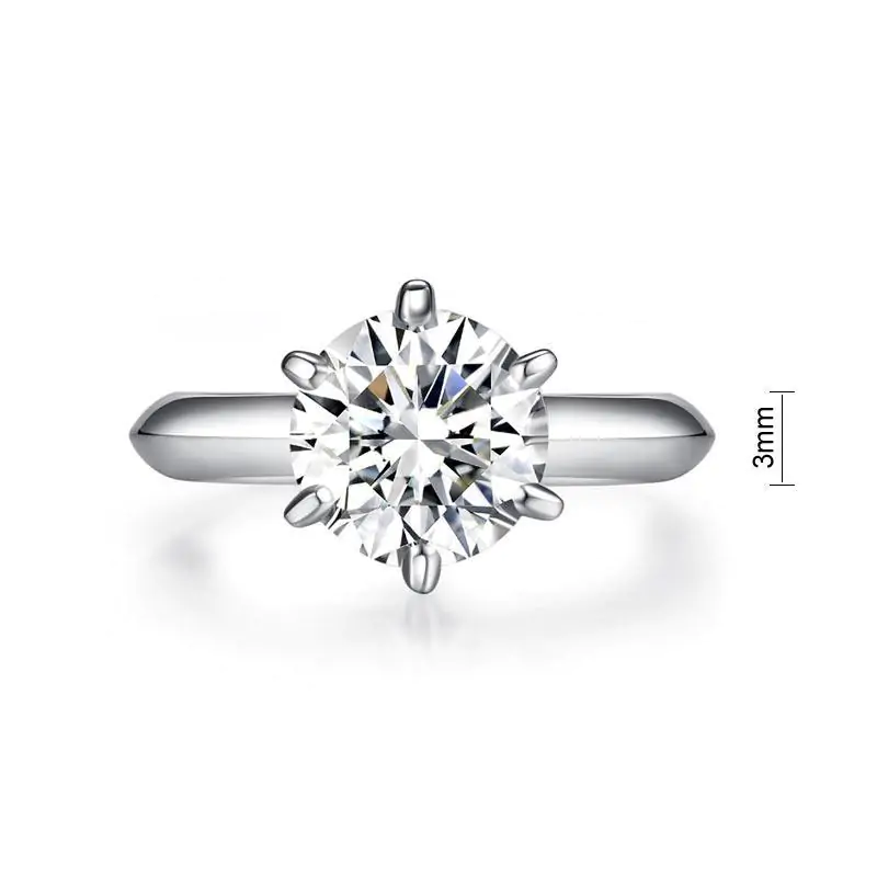 2.5 Carat Moissanite Diamond (9 mm) Ring 6 Claws - Image 5
