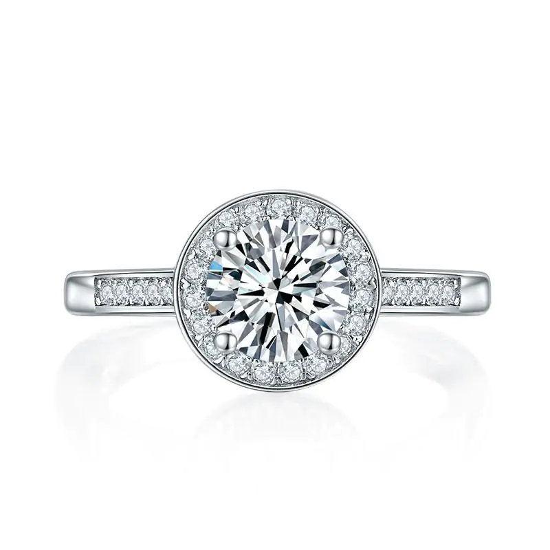 1 Carat Moissanite Diamond Halo Engagement Ring - Image 4