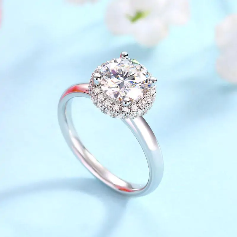 1.5 Carat Moissanite Diamond Ring Halo - Image 4