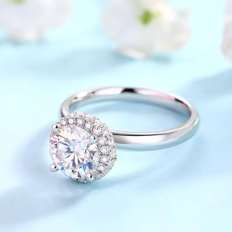 1.5 Carat Moissanite Diamond Ring Halo - Image 5