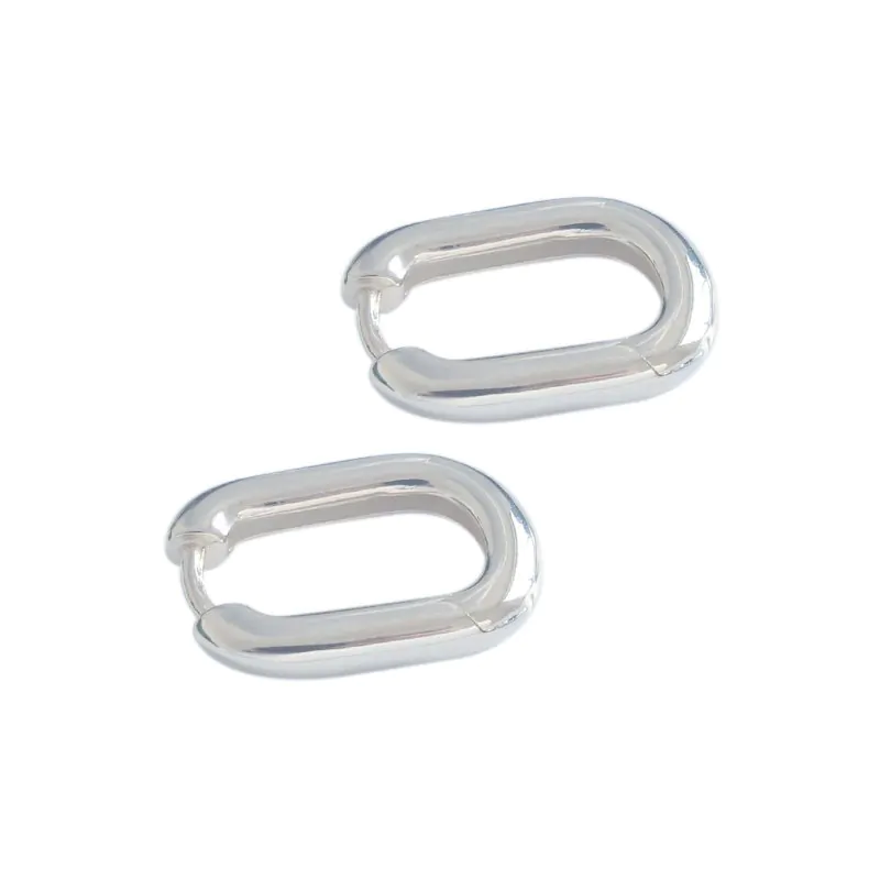 Geometric Ellipse 925 Sterling Silver Leverback Earrings - Image 6