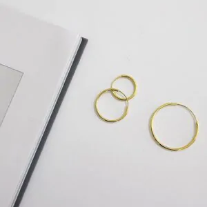 Yellow Gold Solid 925 Sterling Silver Huggie Hoop Earrings