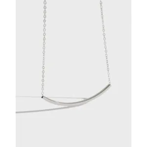 Geometric Square Tube Smile 925 Sterling Silver Necklace