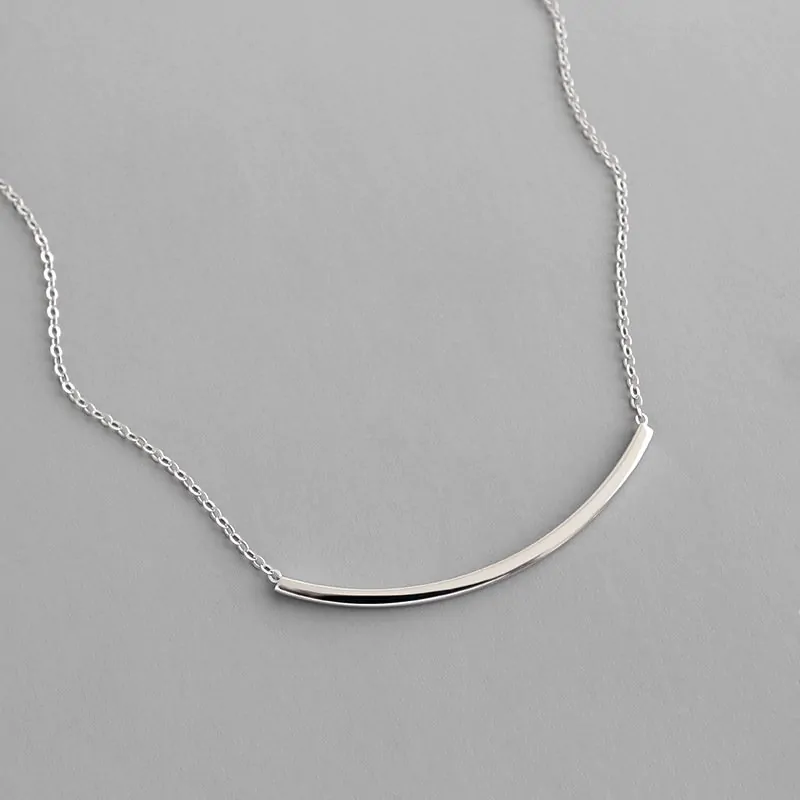 Geometric Square Tube Smile 925 Sterling Silver Necklace - Image 2