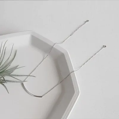 Geometric Square Tube Smile 925 Sterling Silver Necklace - Image 3