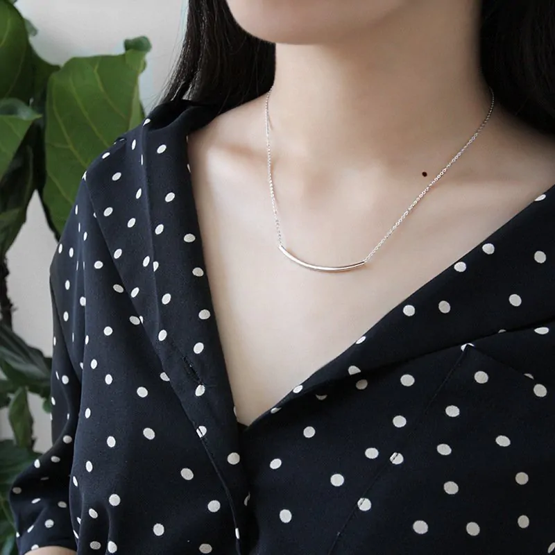 Geometric Square Tube Smile 925 Sterling Silver Necklace - Image 5