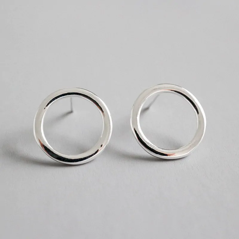 Hollow Circle Geometric 925 Sterling Silver Stud Earrings - Image 5