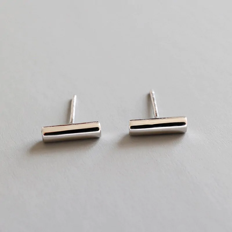 Geometric Small Cylinders 925 Sterling Silver Stud Earrings - Image 5