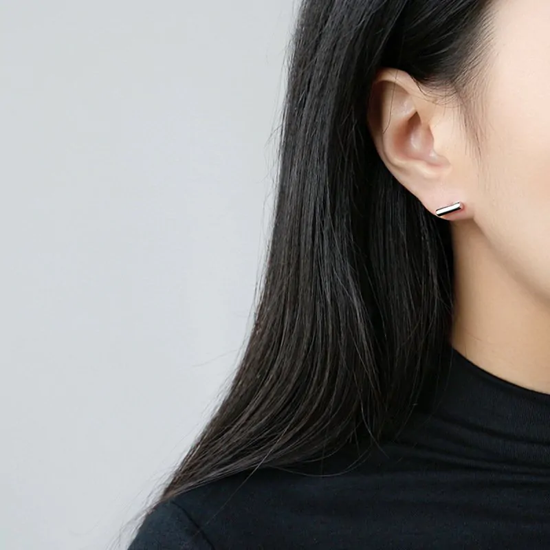 Geometric Small Cylinders 925 Sterling Silver Stud Earrings - Image 4