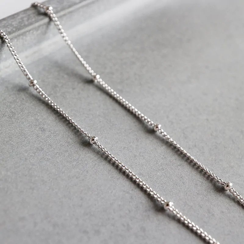 Mini Beads Curb Chain 925 Sterling Silver Anklet - Image 4