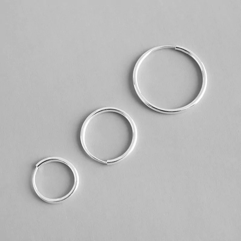 Minimalist Round Circles Simple 925 Sterling Silver Huggie Hoop Earrings - Image 5