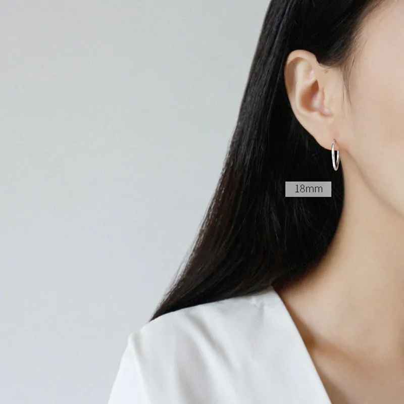 Minimalist Round Circles Simple 925 Sterling Silver Huggie Hoop Earrings - Image 4