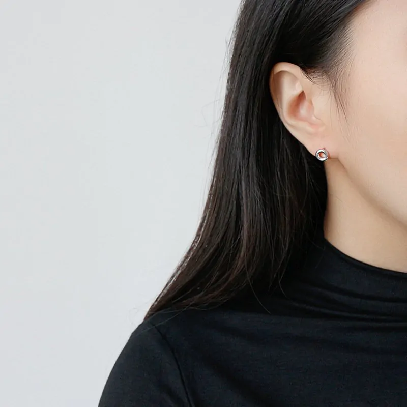 Doughnut Geometric 925 Sterling Silver Stud Earrings - Image 3