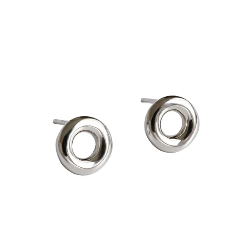 Doughnut Geometric 925 Sterling Silver Stud Earrings