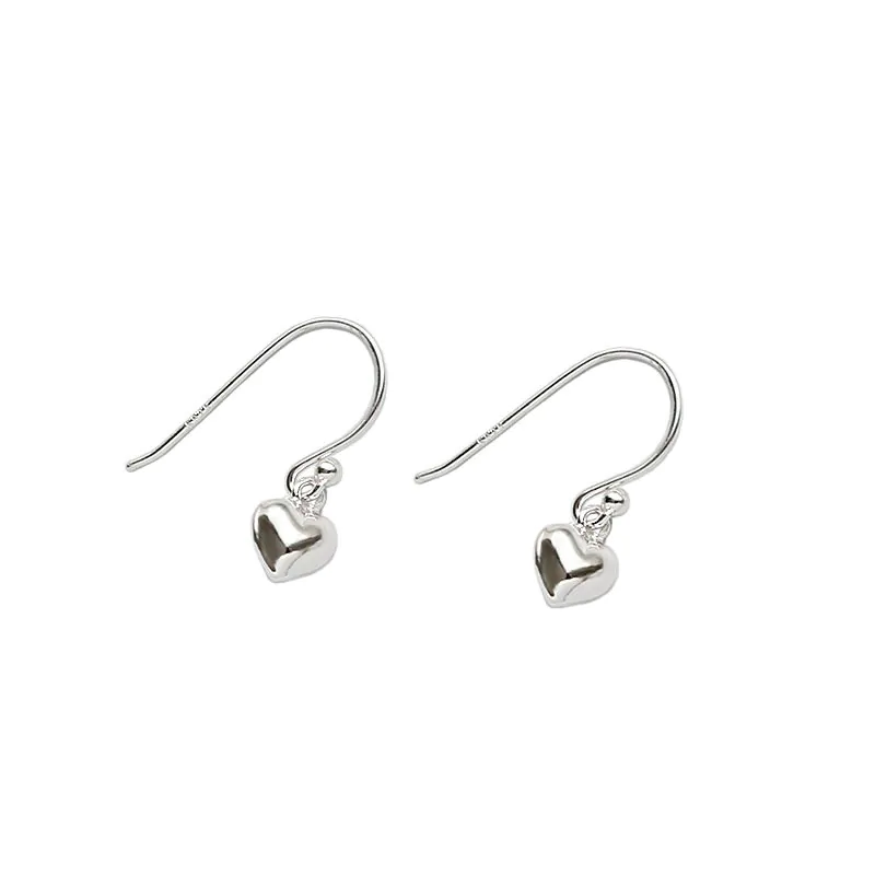 Heart Love 925 Sterling Silver Dangling Earrings