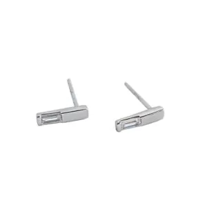 Geometric CZ Strip 925 Sterling Silver Stud Earrings