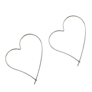 Hollow Big Heart 925 Sterling Silver Hoop Earrings