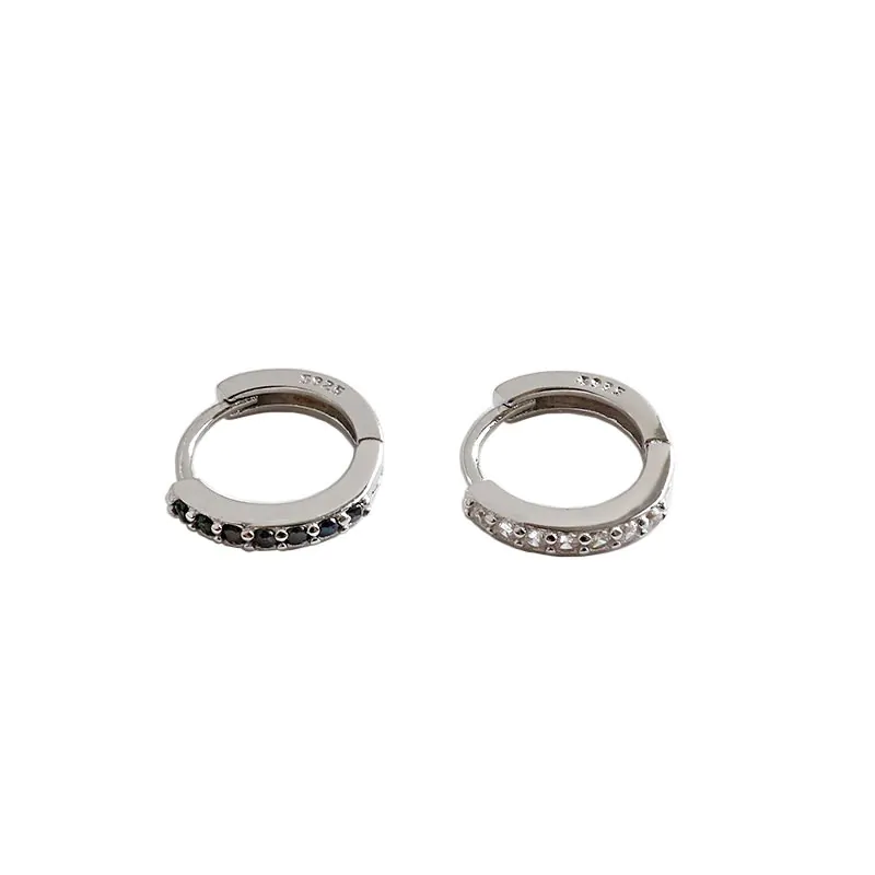 Classic CZ Mini Circle 925 Sterling Silver Huggie Hoop Earrings