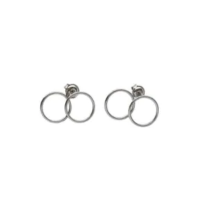 Geometric Two Circles 925 Sterling Silver Stud Earrings