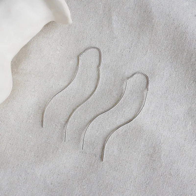 Elegant S Shape Lines Tassels 925 Sterling Silver Dangling Earrings - Image 2