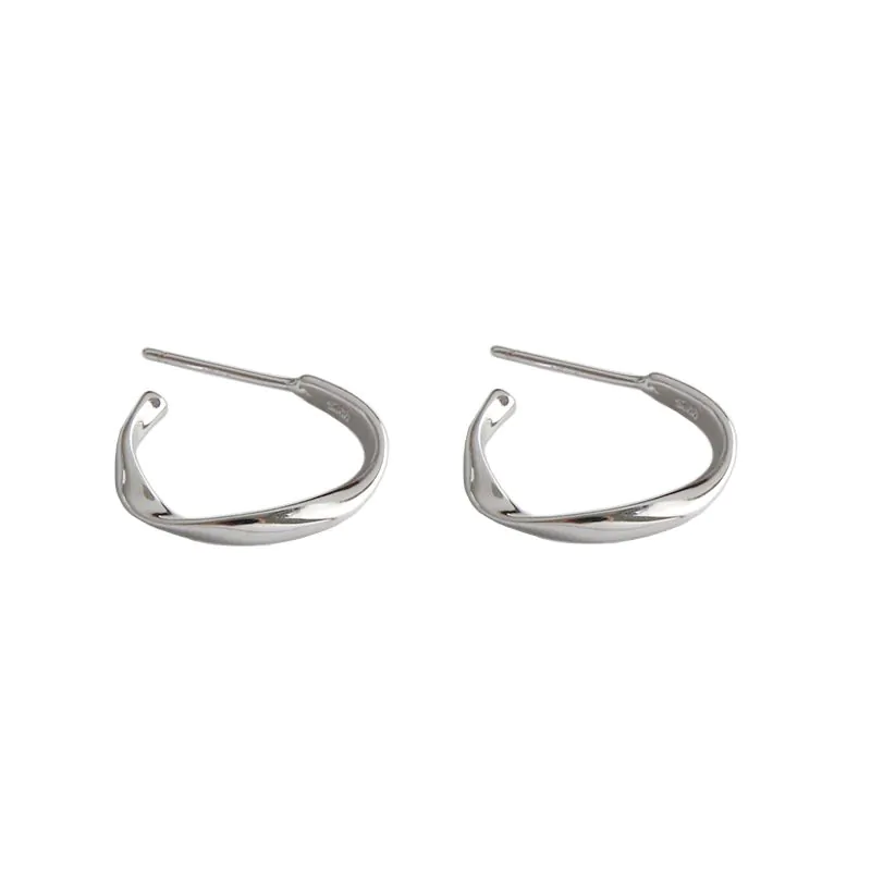 Mobius Twisted 925 Sterling Silver Hoop Earrings