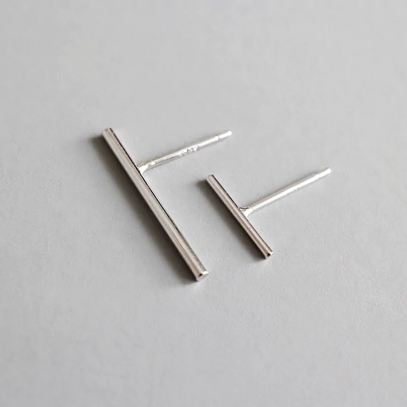 Minimalist Geometric Strip 925 Sterling Silver Stud Earrings - Image 5