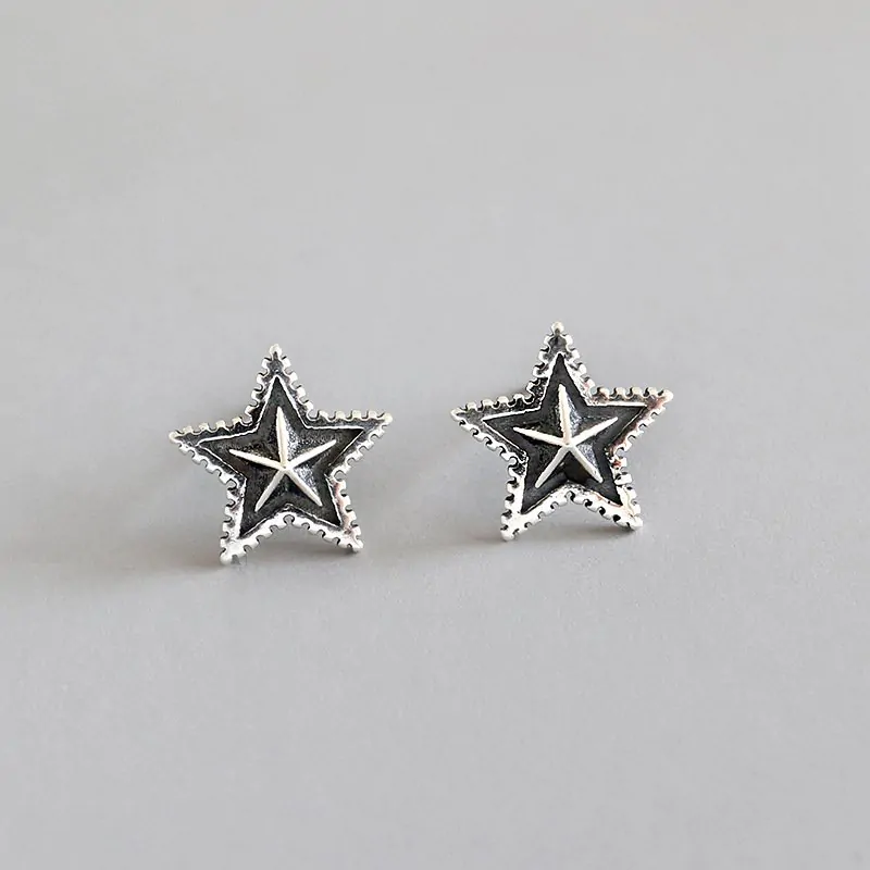 Vintage Stars 925 Sterling Silver Stud Earrings - Image 5